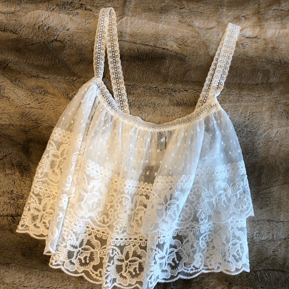 Forever 21 white lace layered tank top